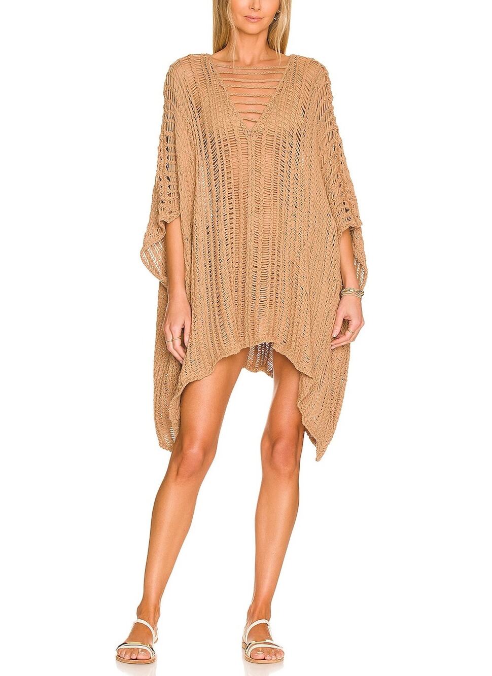 House Of Harlow 1960 Open Knit Tan Ainslie Dress Size M